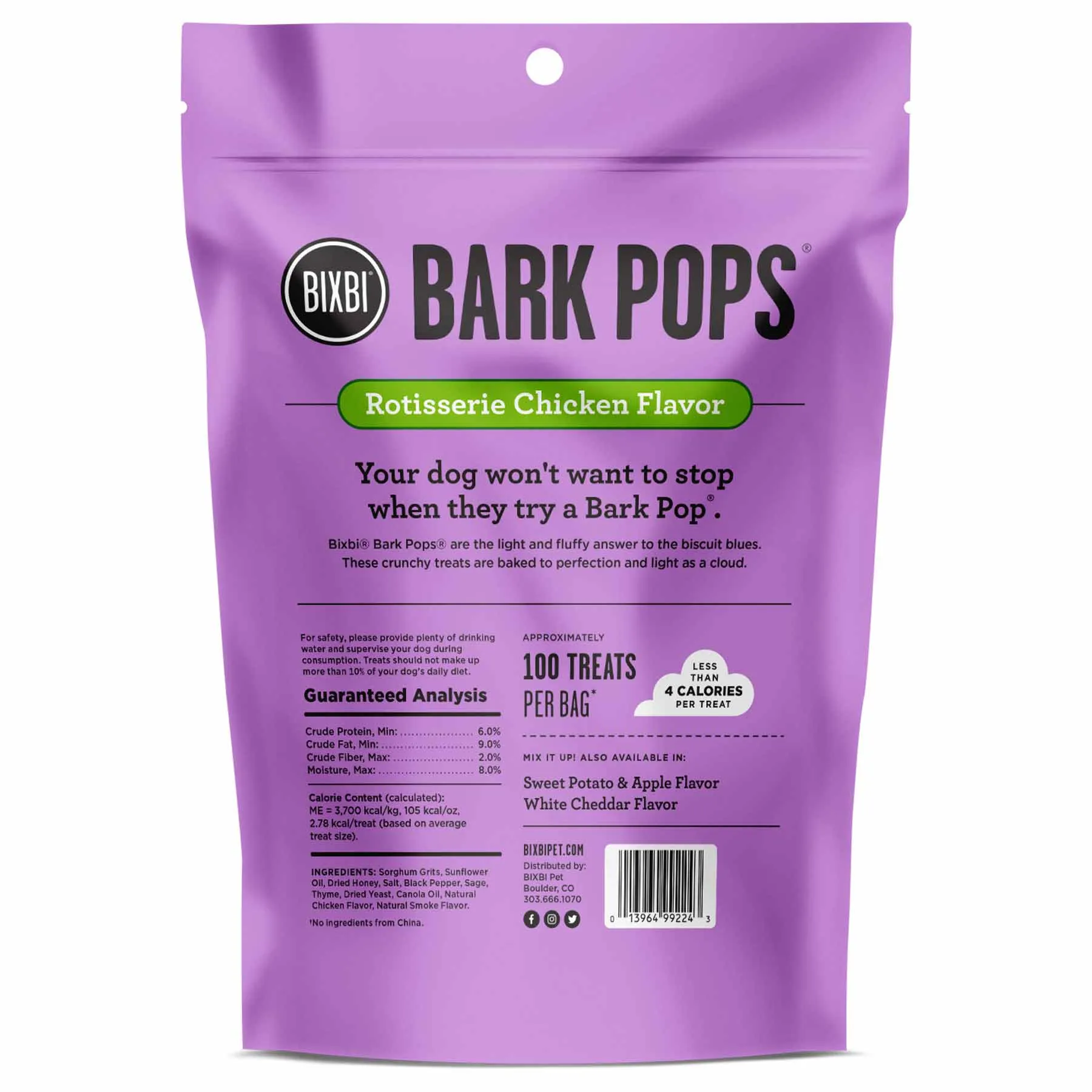 12% OFF: Bixbi Bark Pops Rotisserie Chicken Flavour Light & Crunchy Training Dog Treats 4oz