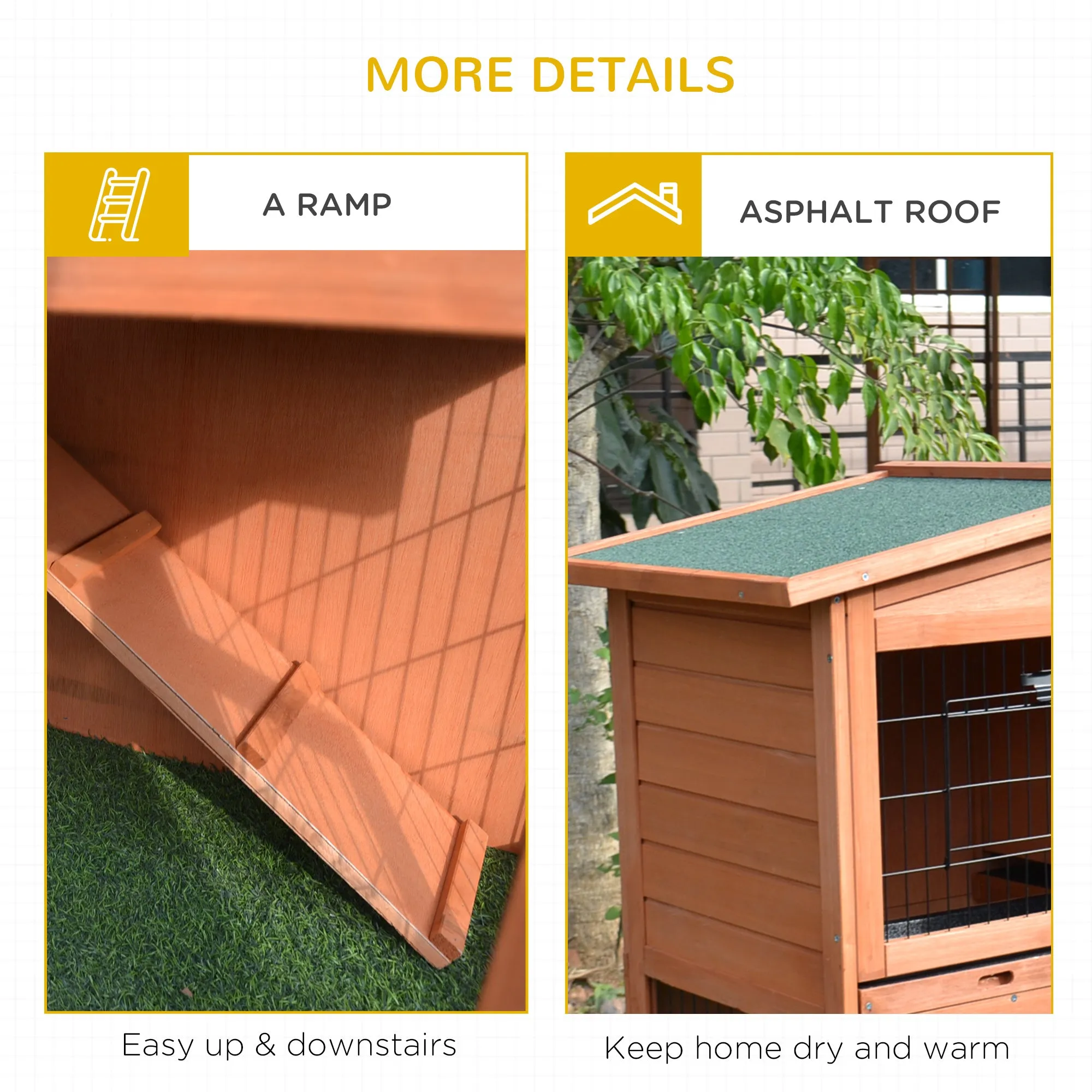 2 Tier Rabbit Hutch Guinea Pig Hutch Ferret Cage with Ramp Slide Out Tray for Indoor Outdoor 100.5 x 55 x 101 cm