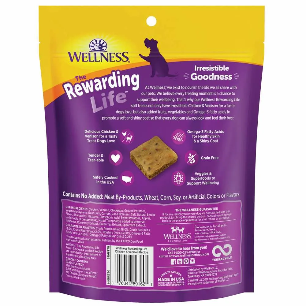 20% OFF: Wellness Rewarding Life (WellBites) Chicken & Venison Recipe Grain Free Dog Treats 6oz