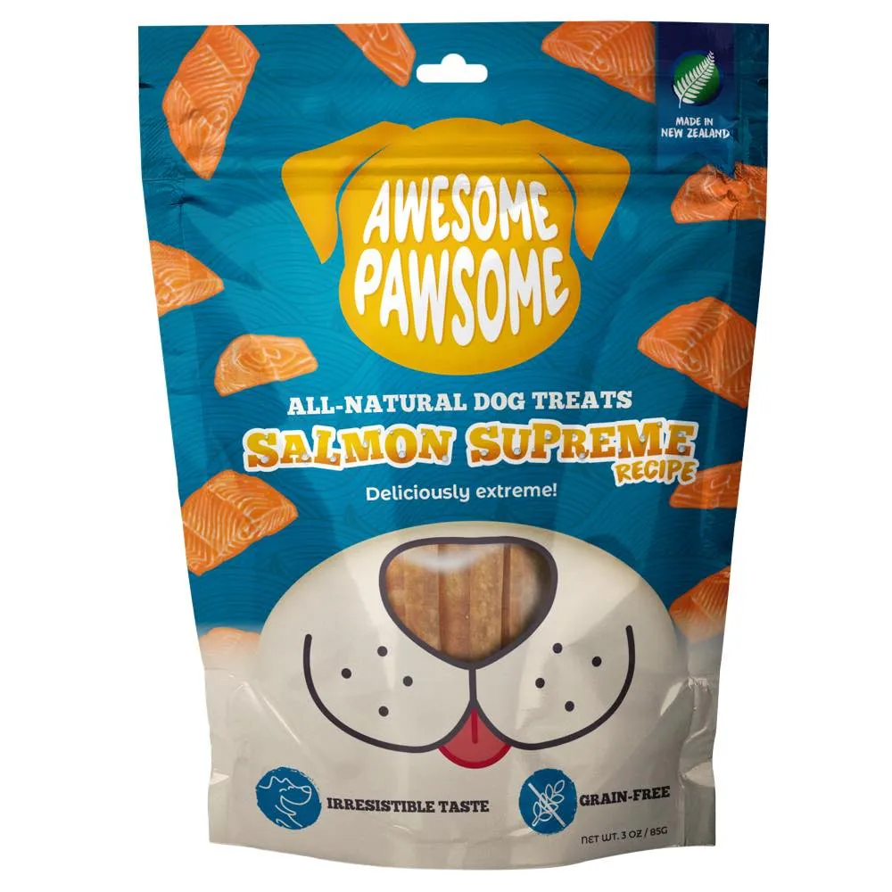 4 FOR $14 (Exp 12Dec24): Awesome Pawsome Salmon Supreme Grain-Free Dog Treats 3oz