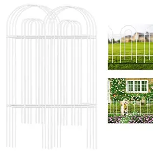 Amagabeli Decorative Garden Fence 32inx20ft Rustproof White Iron Landscape Wire Folding Fencing ET300