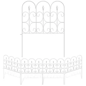 Amagabeli Decorative Garden Fence Outdoor 32in x 10ft White Coated Metal Border Fences ET302