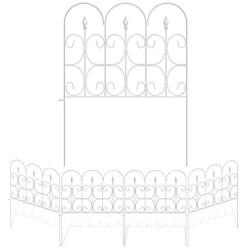 Amagabeli Decorative Garden Fence Outdoor 32in x 10ft White Coated Metal Border Fences ET302