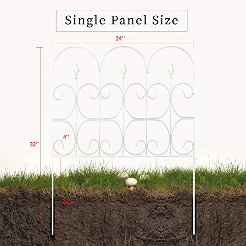 Amagabeli Decorative Garden Fence Outdoor 32in x 10ft White Coated Metal Border Fences ET302