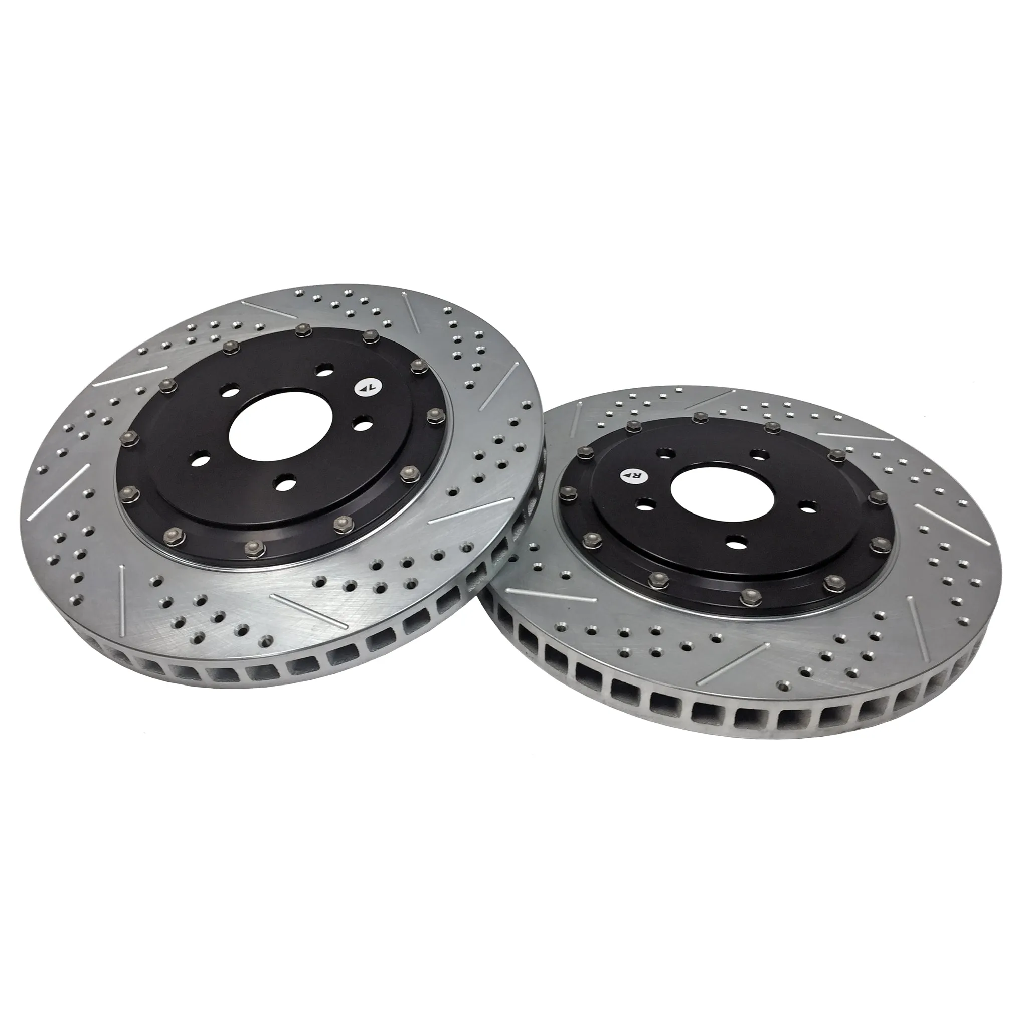 Baer EradiSpeed   Front Brake Rotor - Directional / Drilled / Slotted - 14.000 in OD - 2-Piece - Zinc Plated - Ford Mustang 2007-12 - Pair