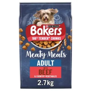 Bakers | Dry Dog Food | Adult | Meaty Meals with Beef - 2.7kg