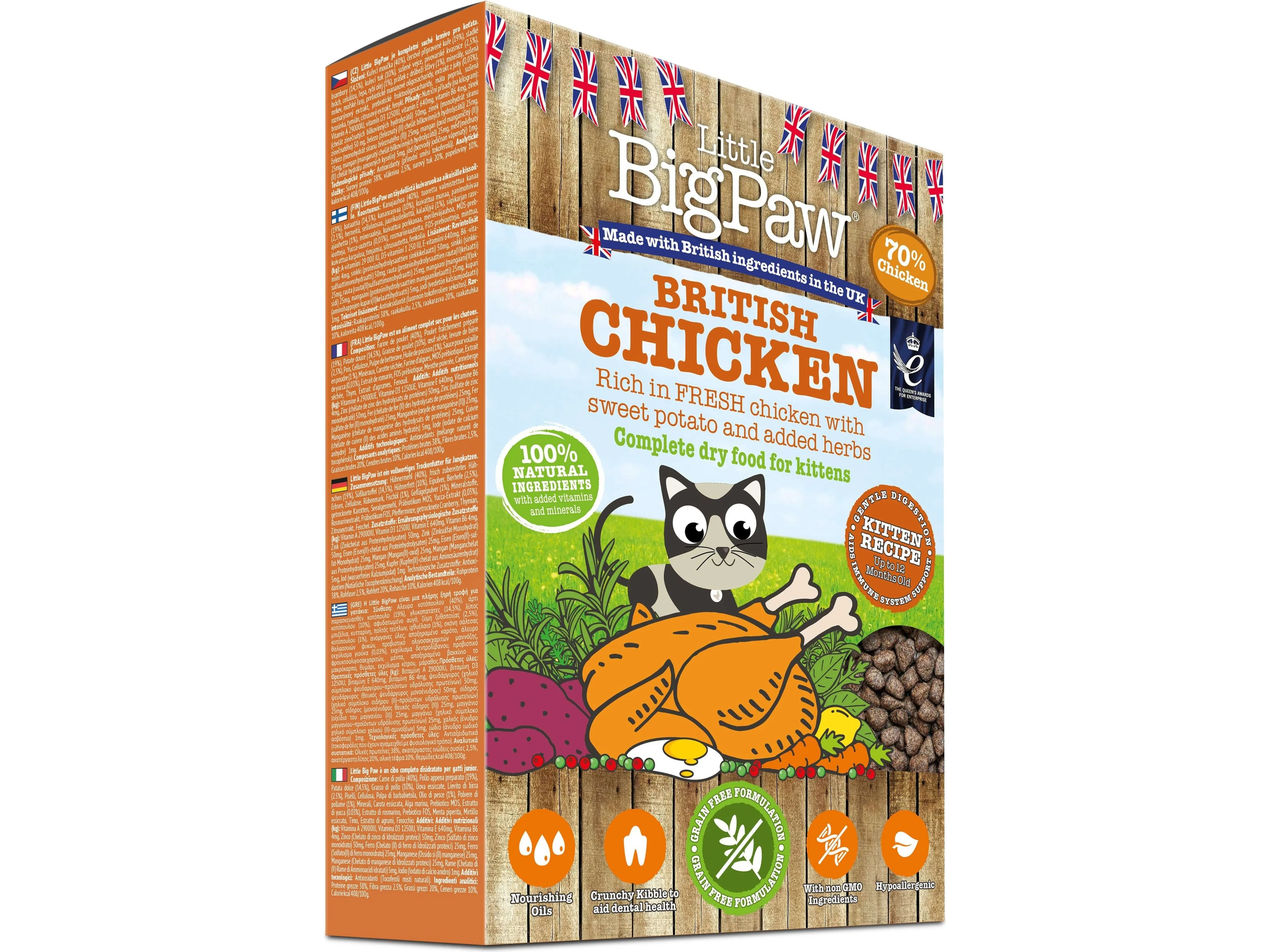 British Chicken Complete dry food for Kittens 375gm /Little BigPaw