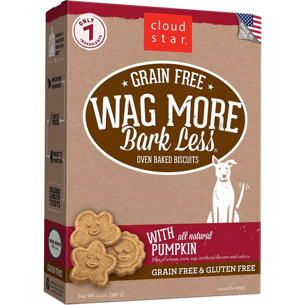 BUY 2 GET 1 FREE: Cloud Star Wag More Bark Less Oven Baked Pumpkin Dog Treats 14oz