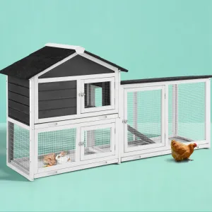 Chicken Coop Rabbit Hutch Extra Large Wooden Run Cage House With Run Cage