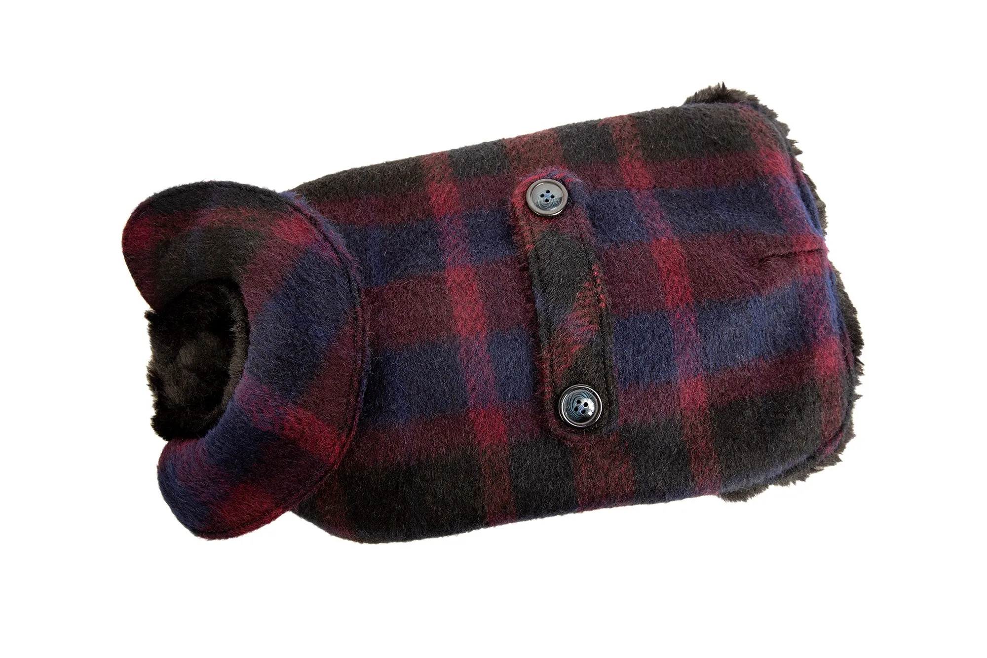 Couture Wool Dog Coat - Navy & Burgundy