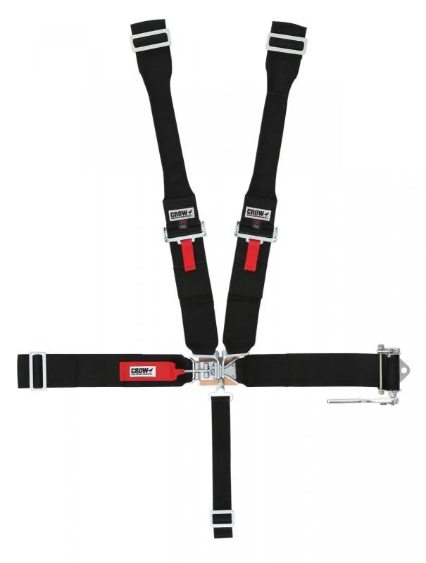 Crow 5-Way Standard 3" Latch & Link - Dog Bone Harness - Ratchet on Left Side - Black Hardware - SFI-16-1 - Black