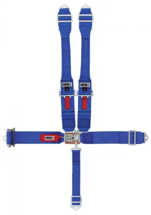 Crow 5-Way Standard 3" Latch & Link - Dog Bone Harness - Ratchet on Left Side - SFI-16-1 - Blue