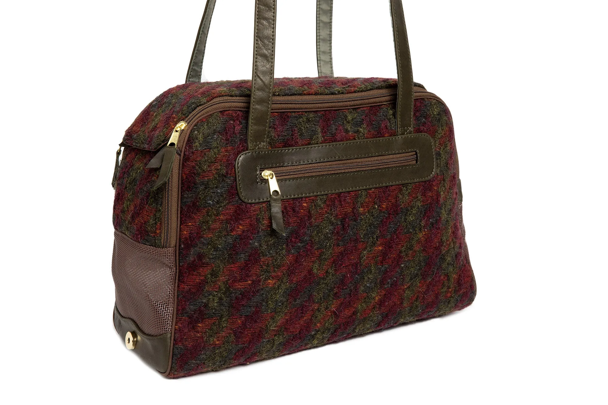 Dog Carrier - Winter - Green/Burgundy Mohair Multi Color