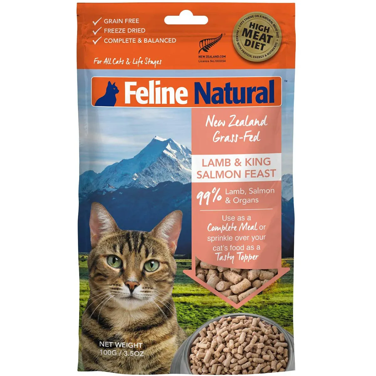 Feline Natural Lamb & King Salmon Feast Freeze Dried Tasty Topper Cat Food 3.5oz