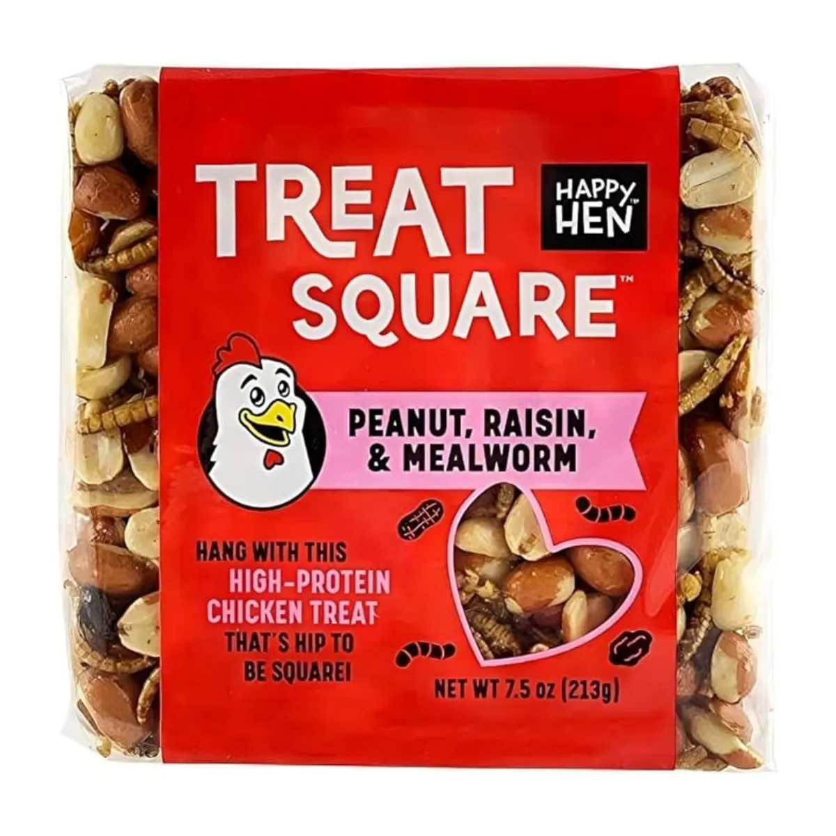 Happy Hen Treats Square Peanut, Raisin & Mealworm Chicken Treats 7.5oz