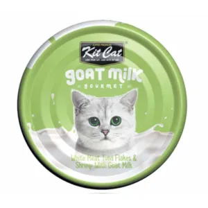 Kit Cat Goat Milk Gourmet White Meat Tuna Flakes & Shrimp Grain-Free Canned Cat Food 70g