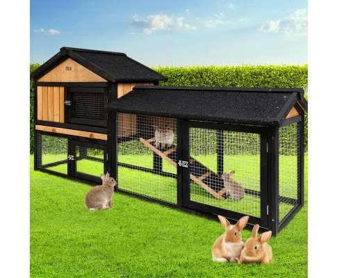 Large Waterproof Wooden Pet Rabbit Chicken Hutch Coop with Metal Run