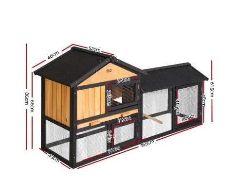 Large Waterproof Wooden Pet Rabbit Chicken Hutch Coop with Metal Run