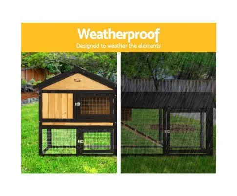 Large Waterproof Wooden Pet Rabbit Chicken Hutch Coop with Metal Run