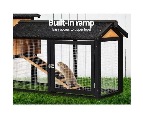 Large Waterproof Wooden Pet Rabbit Chicken Hutch Coop with Metal Run