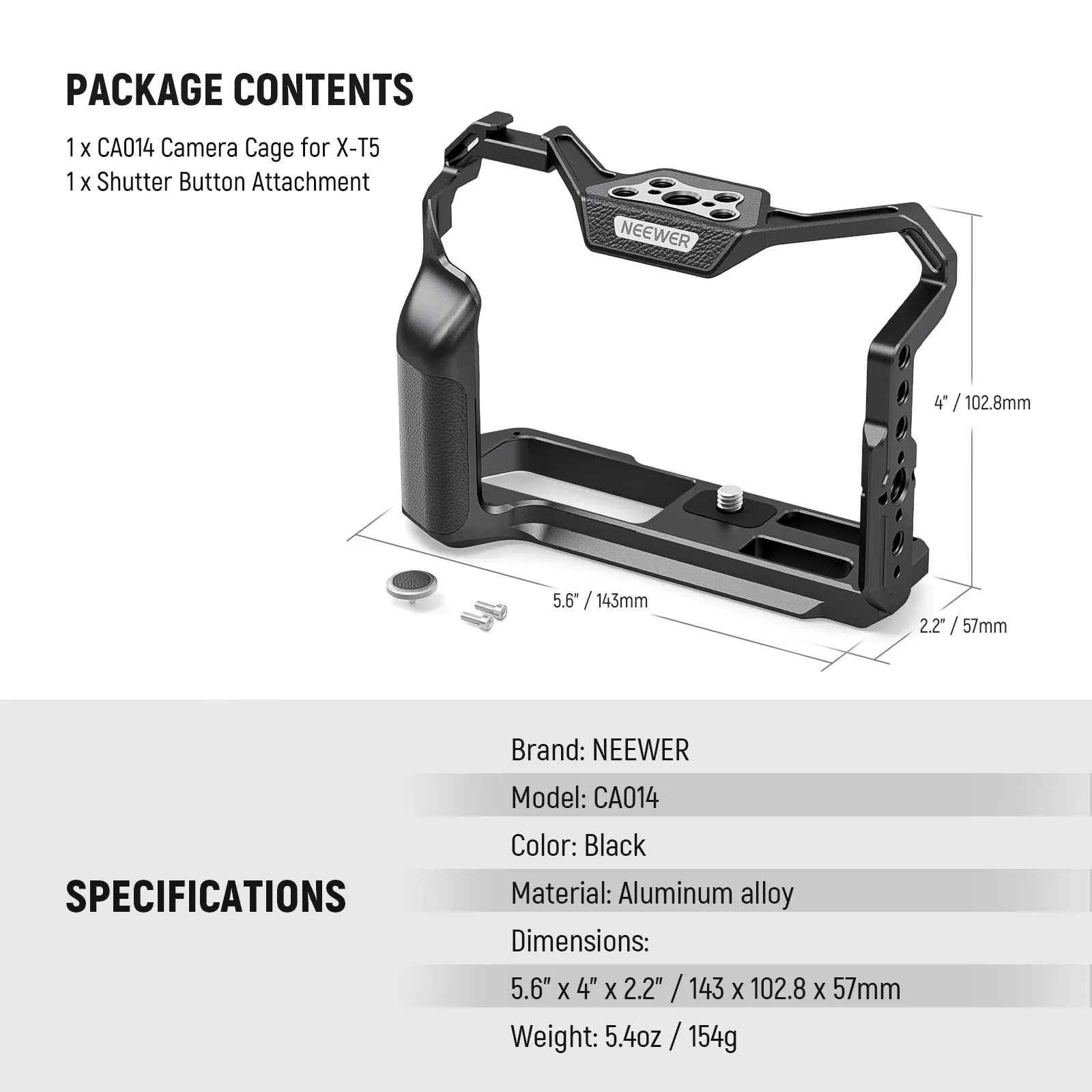 NEEWER CA014 Aluminum Alloy Camera Cage For Fujifilm X-T5