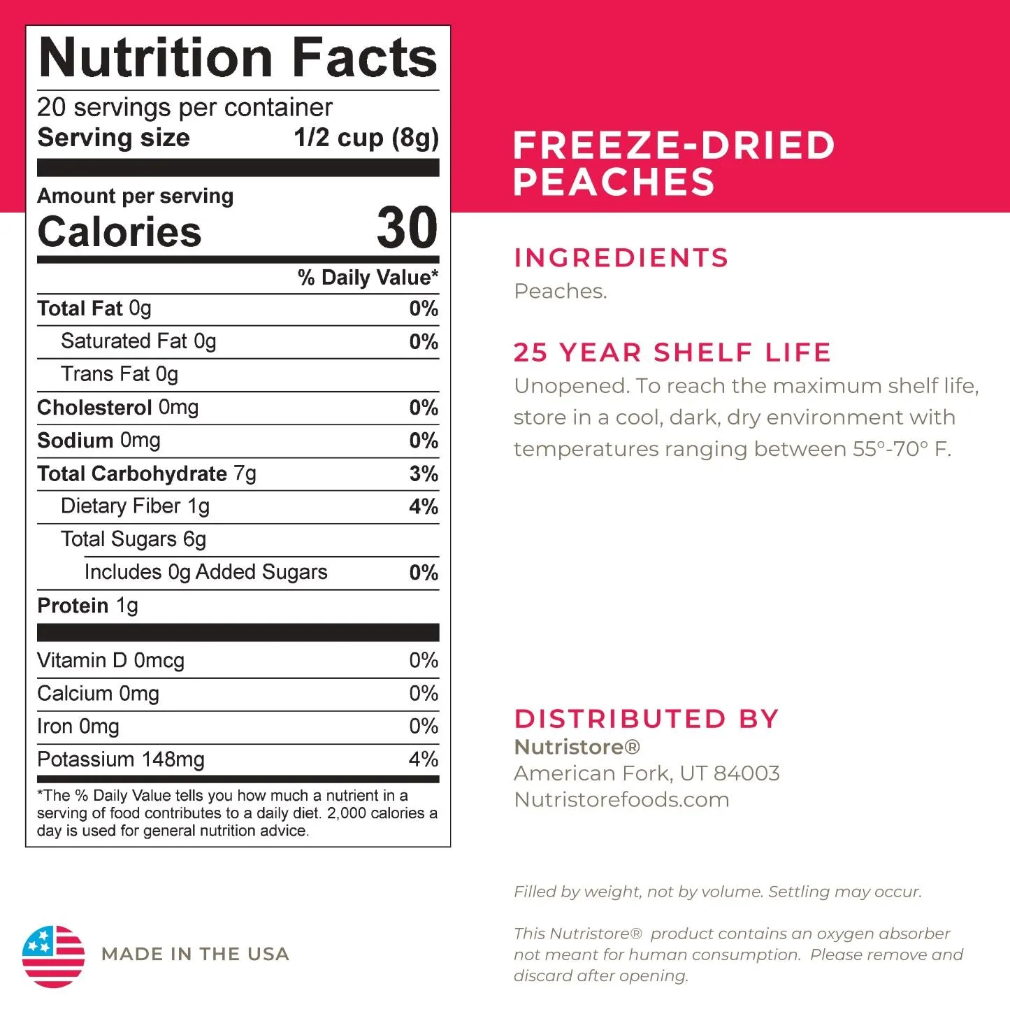 Nutristore Freeze-Dried Peaches - #10 Can