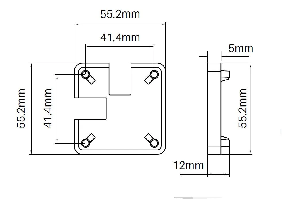 Offset 90° notched cap - extended lip, semi frameless post cap