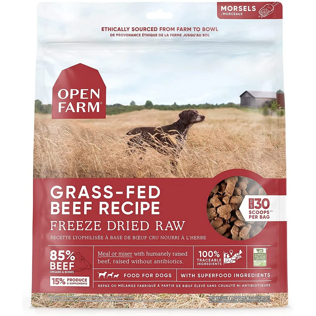 Open Farm Freeze Dried Raw Grass-Fed Beef Dry Dog Food 13.5oz