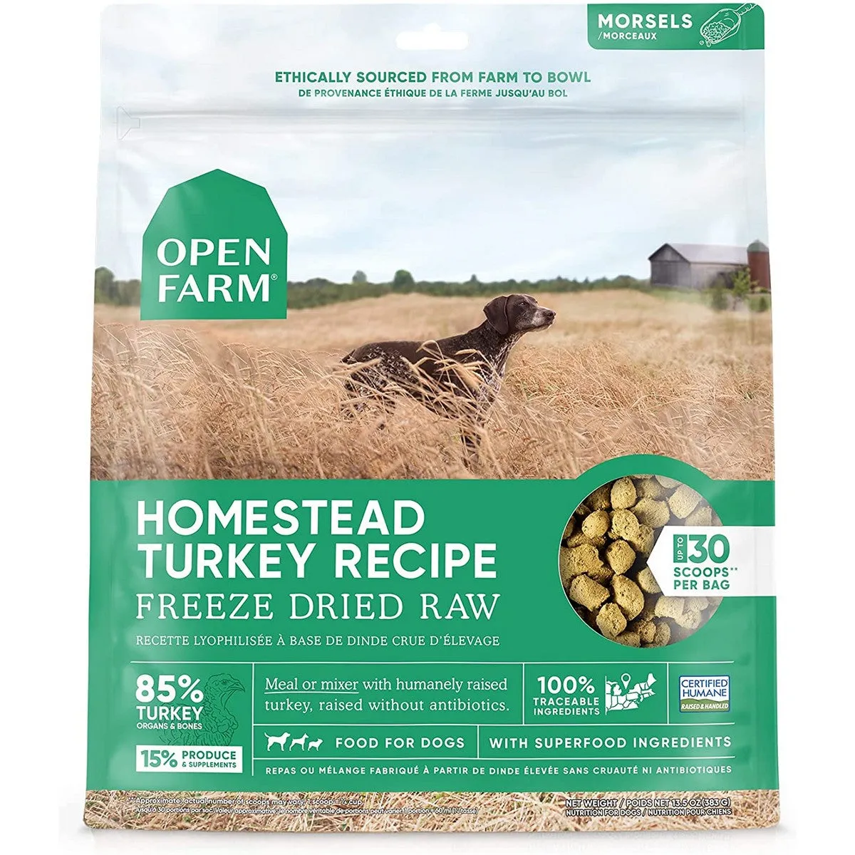 Open Farm Freeze Dried Raw Turkey Homestead Dry Dog Food 13.5oz