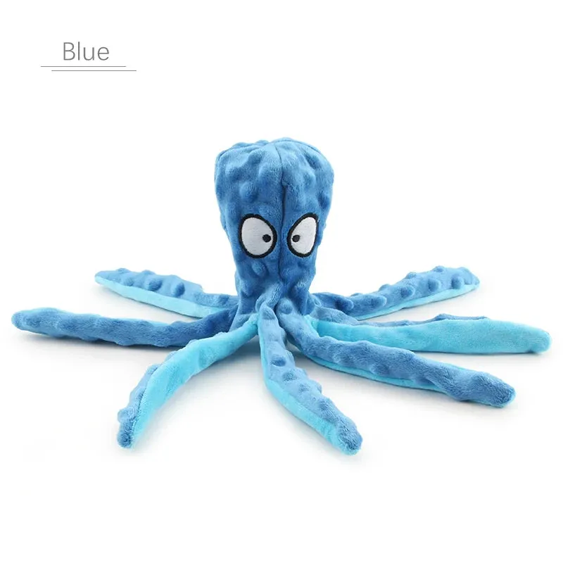 Plush Squeaky Dog Toy - Orange Octopus & Colorful Squid for Puppies and Pets