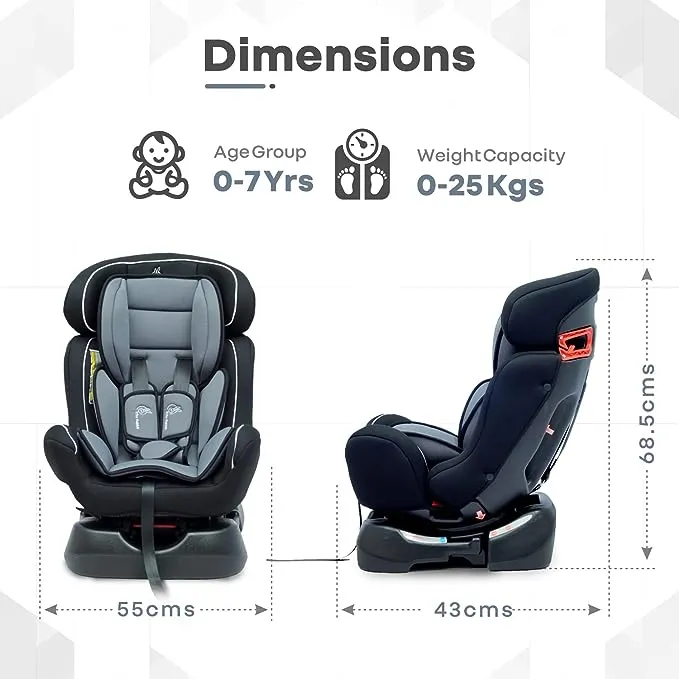 R for Rabbit Convertible Baby Car Seat Jack N Jill Grand- Black Grey