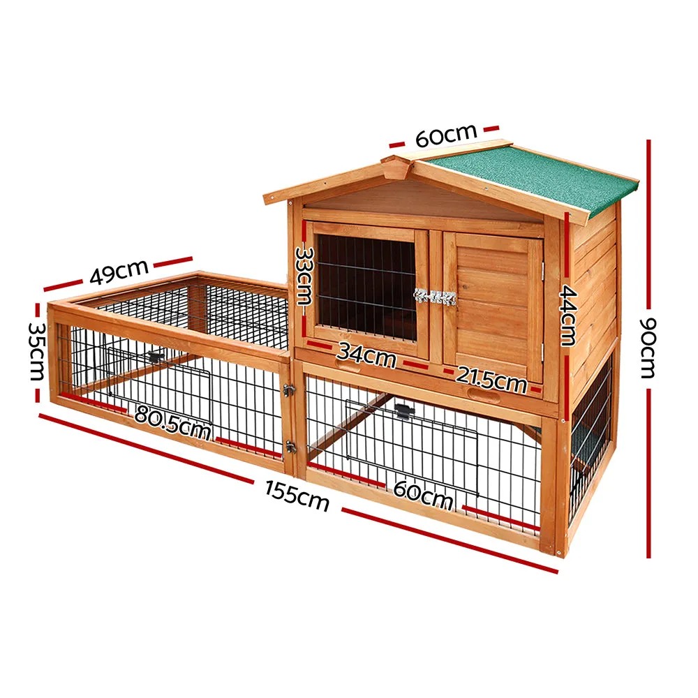 Rabbit Hutch Chicken Coop 155cm Tall Wooden Pet Hutch