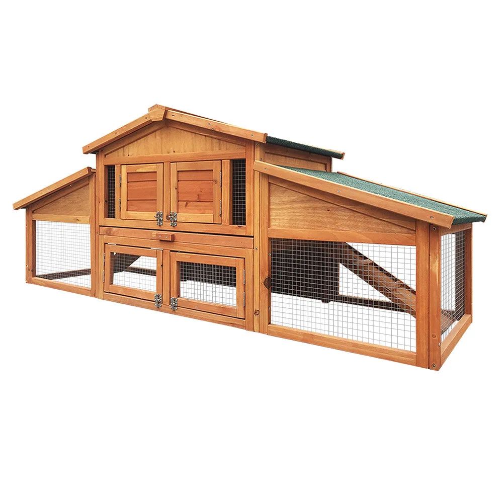 Rabbit Hutch Chicken Coop Wooden Pet Hutch 169cm x 52cm x 72cm