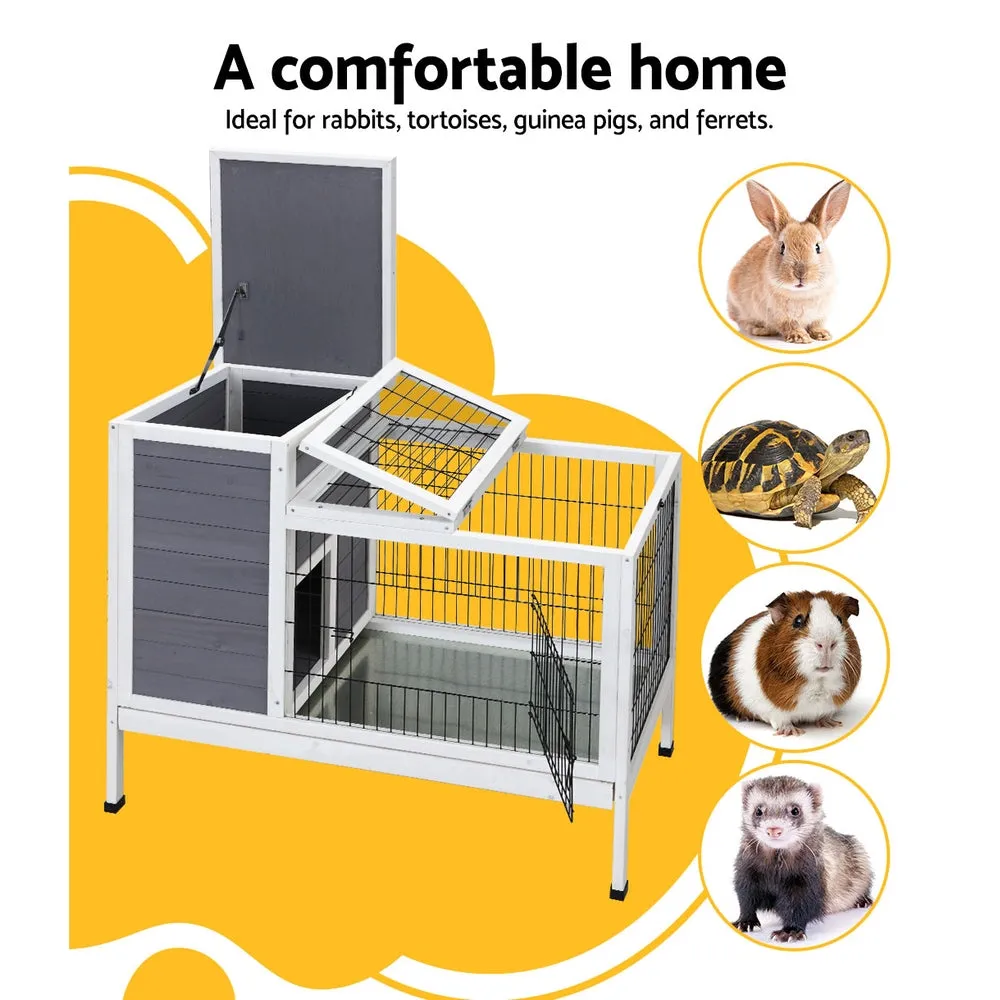 Rabbit Hutch Wooden Ferret Cage Habitat House Outdoor Large - Grey Large