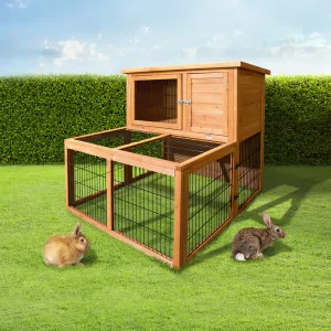 Rabbit Hutch Wooden Pet Chicken Coop 100cm Tall