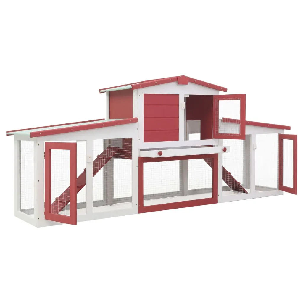 Red & White Outdoor Hutch 204cm