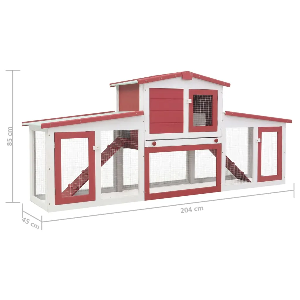 Red & White Outdoor Hutch 204cm