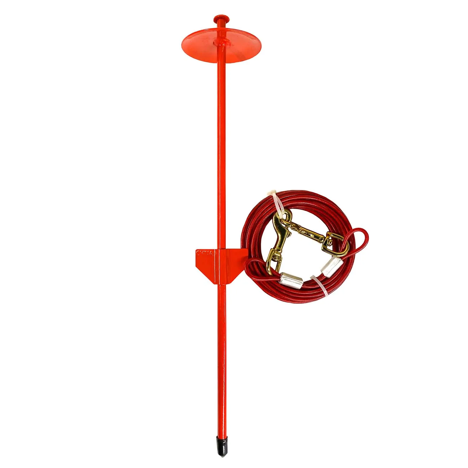 Roam About Dog Tie Out Stake with Cable, Red, 25 Ft