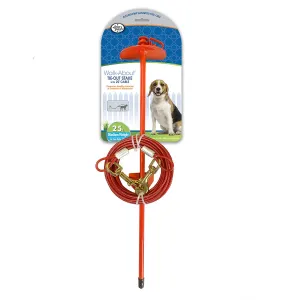 Roam About Dog Tie Out Stake with Cable, Red, 25 Ft