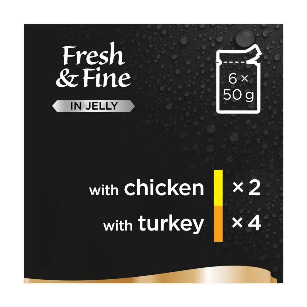 Sheba | Wet Cat Food Pouches | Fresh & Fine Single Servings | Chicken & Turkey Selection in Jelly - 6 x 50g