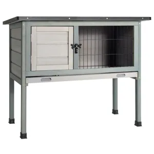 Tangkula Elevated Wood Rabbit Hutch (Grey)