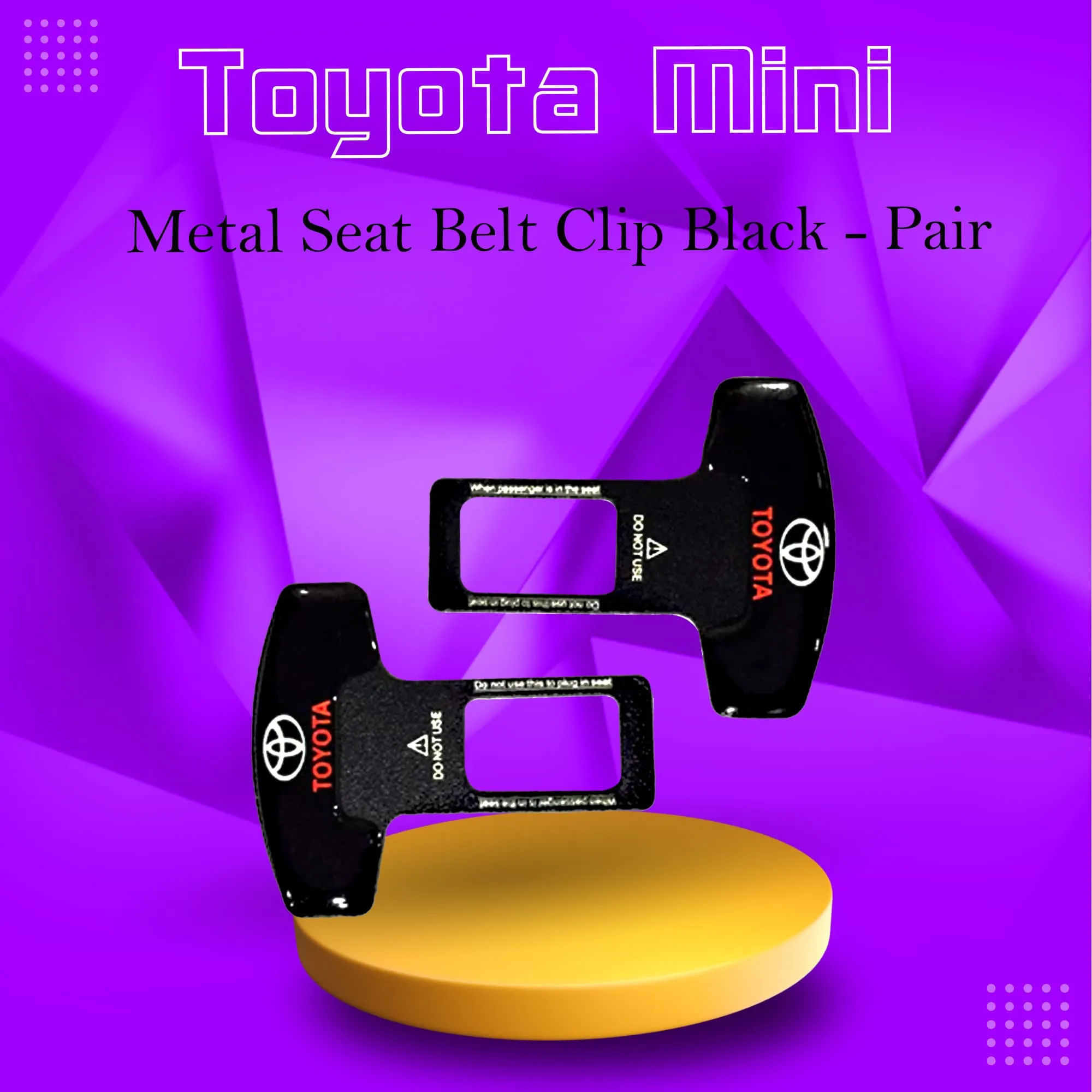 Toyota Mini Metal Seat Belt Clip Black - Pair - Car Safety Belt Buckle Alarm Canceler Stopper