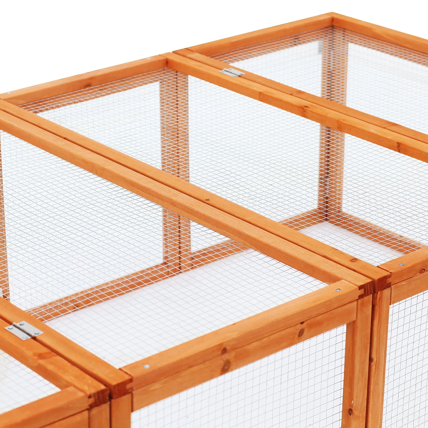 Wooden Rabbit Hutch Outdoor, Guinea Pig Hutch, Bunny Cage with Wire Mesh Safety Rabbit Run and Play Space 181 x 100 x 48 cm