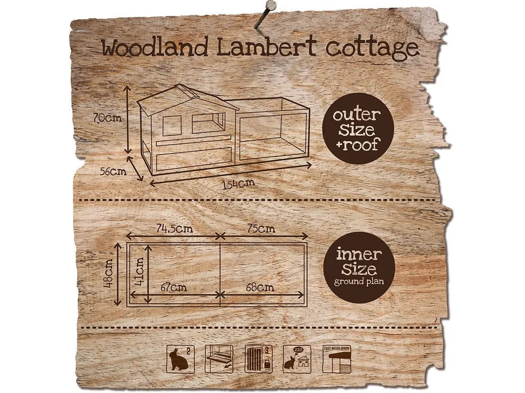 Woodland Rabbit Hutch Lambert Cottage 154X56X70Cm