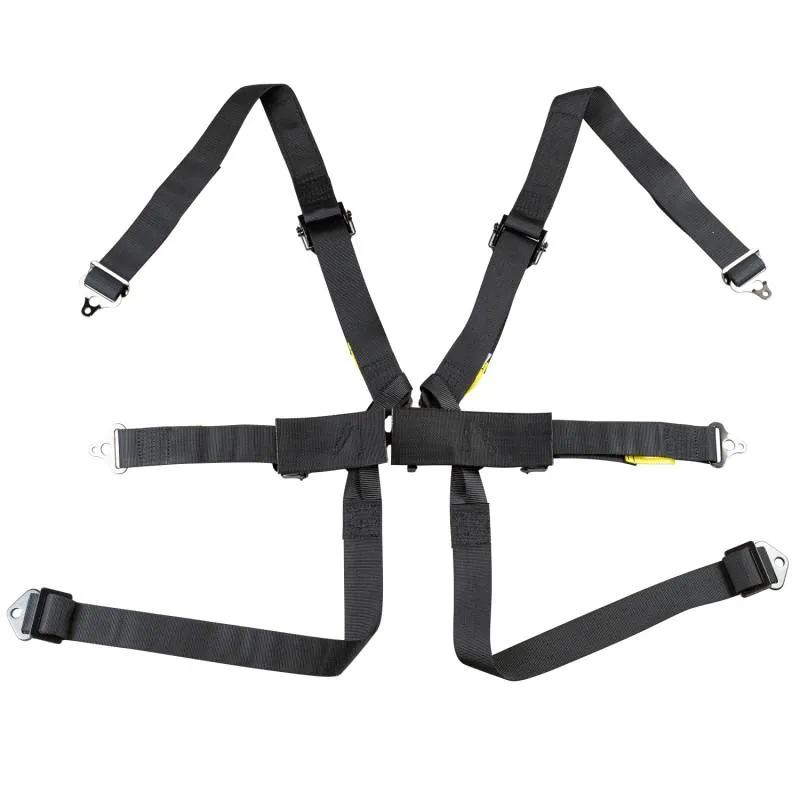 Zamp 6-Point Camlock Harness - 2" - Pull Down Adjust - Bolt-In/Wrap Around - FIA 8853-2016 - Black