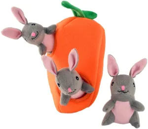 Zippy Paws 4 Piece Bunnies 'n Carrot Burrow Plush Puzzle Dog Toy